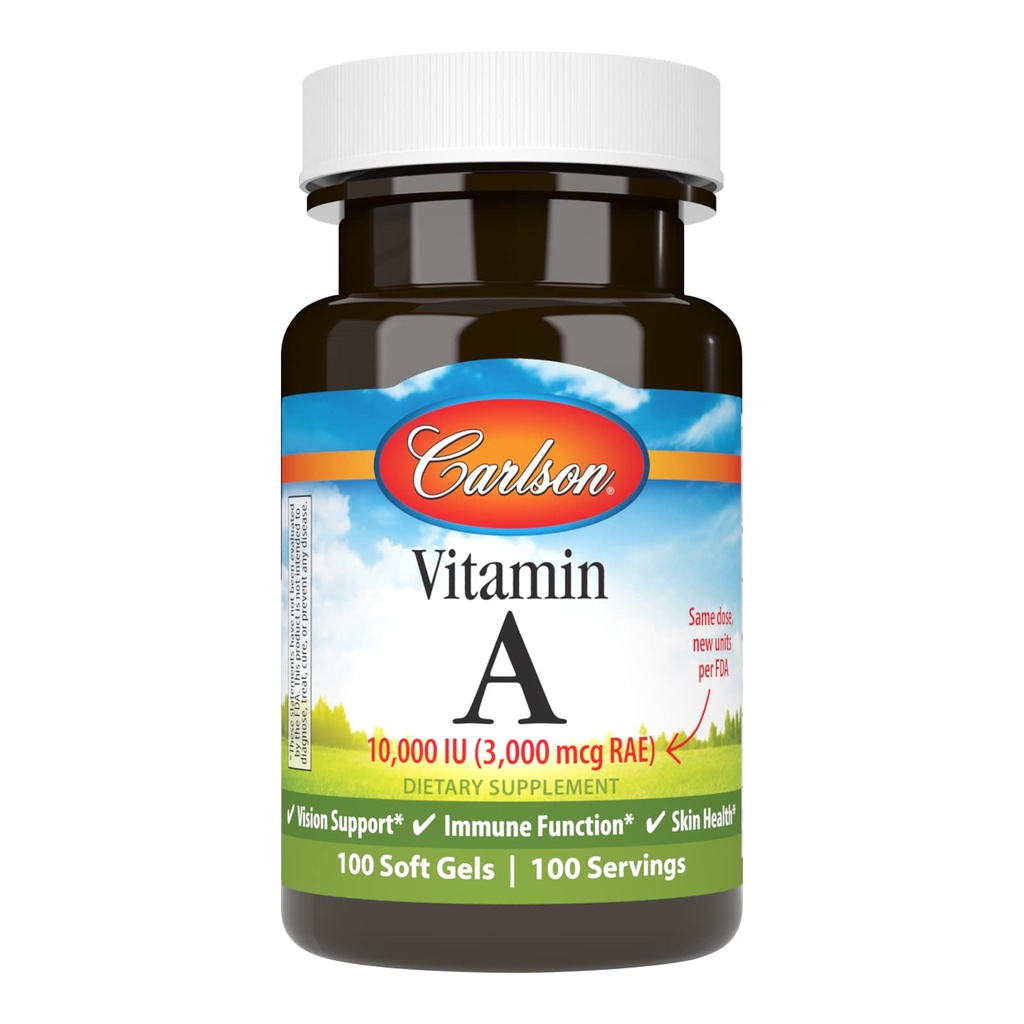 Carlson - Vitamina A, 10000 IU (3000 mcg RAE), Vision Health, 100 Softgels