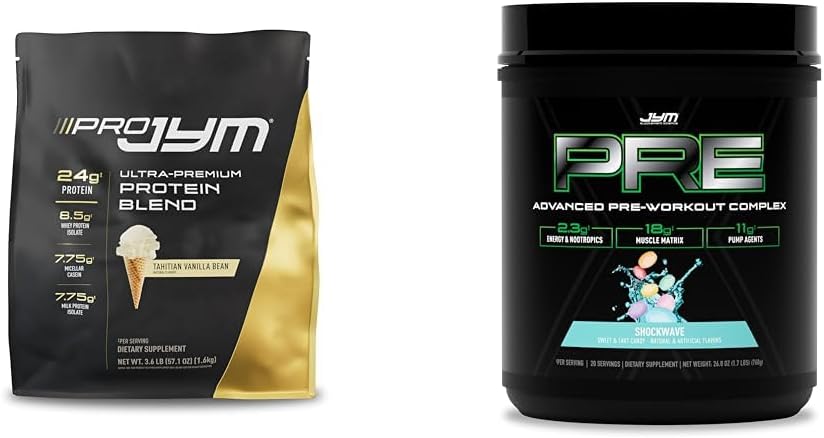 PRO JYM 45 Serve polvere proteica Bundle con PRE JYM X Pre-allenamento