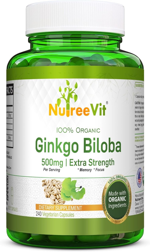 NutreeVit Ginkgo Biloba Kräuterergänzung Kapseln (240 Zähler)