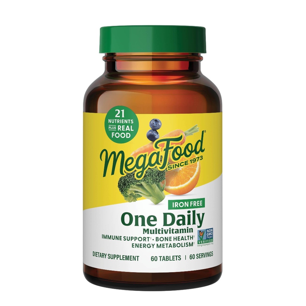 Multivitamine sans fer - Multivitamine quotidienne pour les femmes et les hommes - avec nourriture réelle - Supplément de soutien immunitaire - Santé osseuse - Métabolisme énergétique - Végétarien; Non-OGM; Pas de fer - 60 comprimés