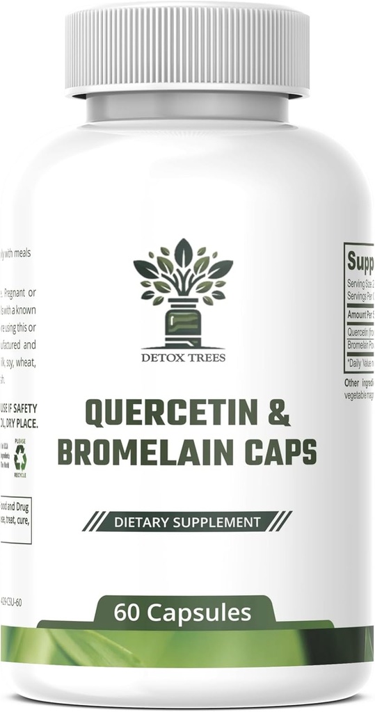 1000mg Quercetin, 200mg Bromelain Complex - Immununterstützung, Saisonal Allergy & Respiratory Health Supplement - Vegan, Non-GMO, 60 Kapseln