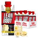 Lean Corps prêt à boire Secouement de protéines de banane, 40g de protéines, mélange de lactosérum, 0 sucre, sans gluten, 22 vitamines et minéraux, 17 once (carton et lard recyclables - boîte de 12) LABRADA