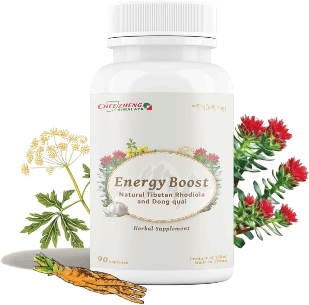 CheezhengHimalaya Rhodiola e Angelica Sinensis, Boost Daily Energy, Ridurre Fatigue, Migliorare la salute del sangue e del cuore, Metabolismo, Support Lung Function, Tibetan Natual Herbs, 120 Veggie Capsule