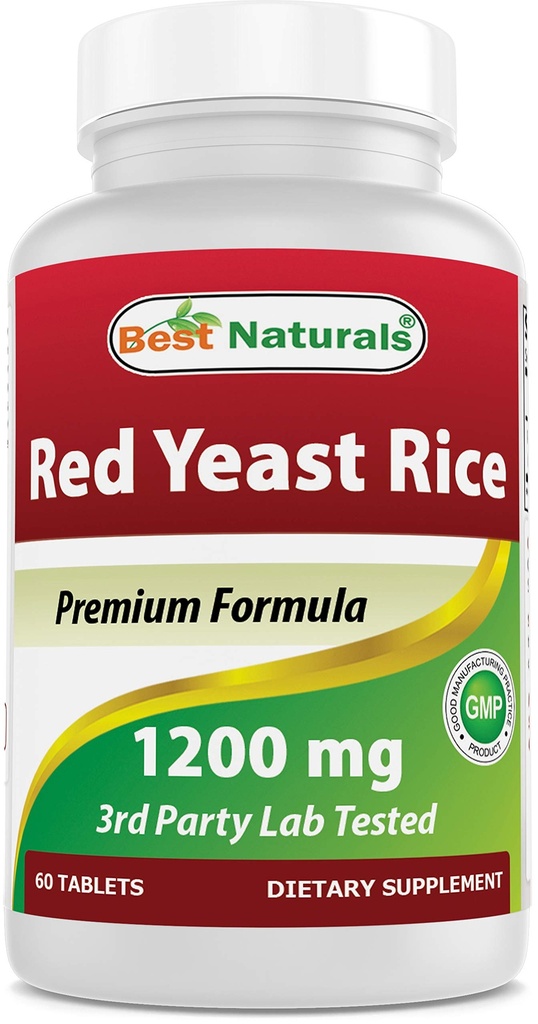 Meilleurs produits naturels Riz de levure rouge 1200 Mg 60 Comprimés (sans citrin)