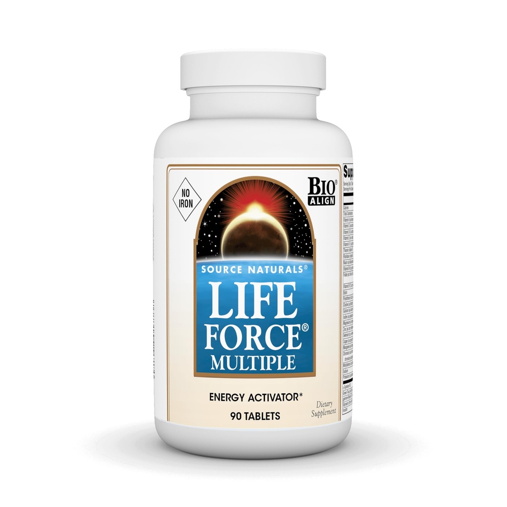 Fonte Naturals Life Force Multiple No Iron Energy Activator Complete Bio-Aligned Daily Vitamin - 90 compresse