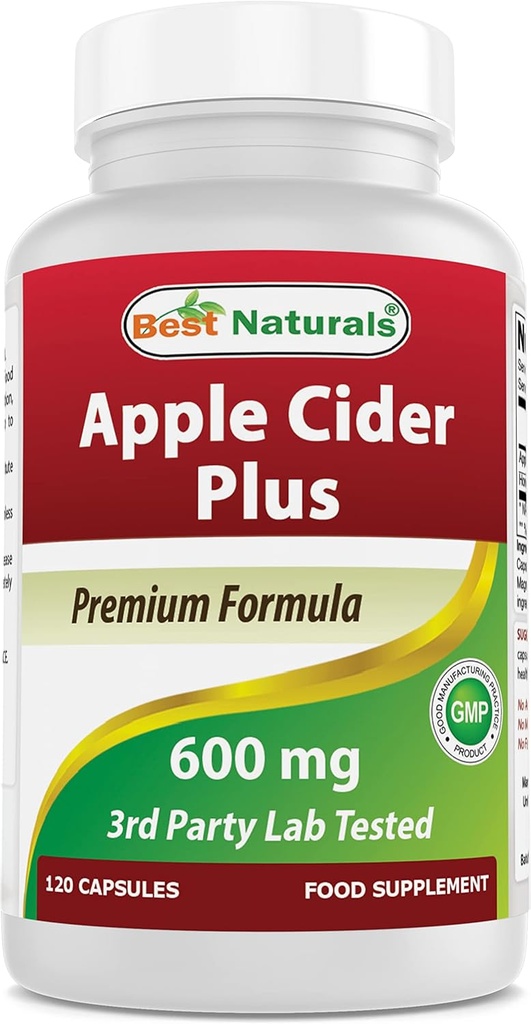 I migliori naturali Aceto di sidro di mele Plus 500 Mg capsule, 120 conte