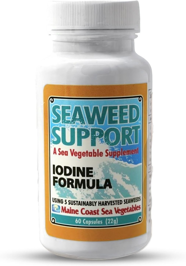 Maine Côte Légumes de la mer Soutien à l'iode Formule d'Iodine Source d'Iodine de l'algue À usage quotidien Supplément d'Iodine Organique Alaria, Rockweed, Sea Laitue, Dulse & Bladderwrack Mélange de 60 Capsule