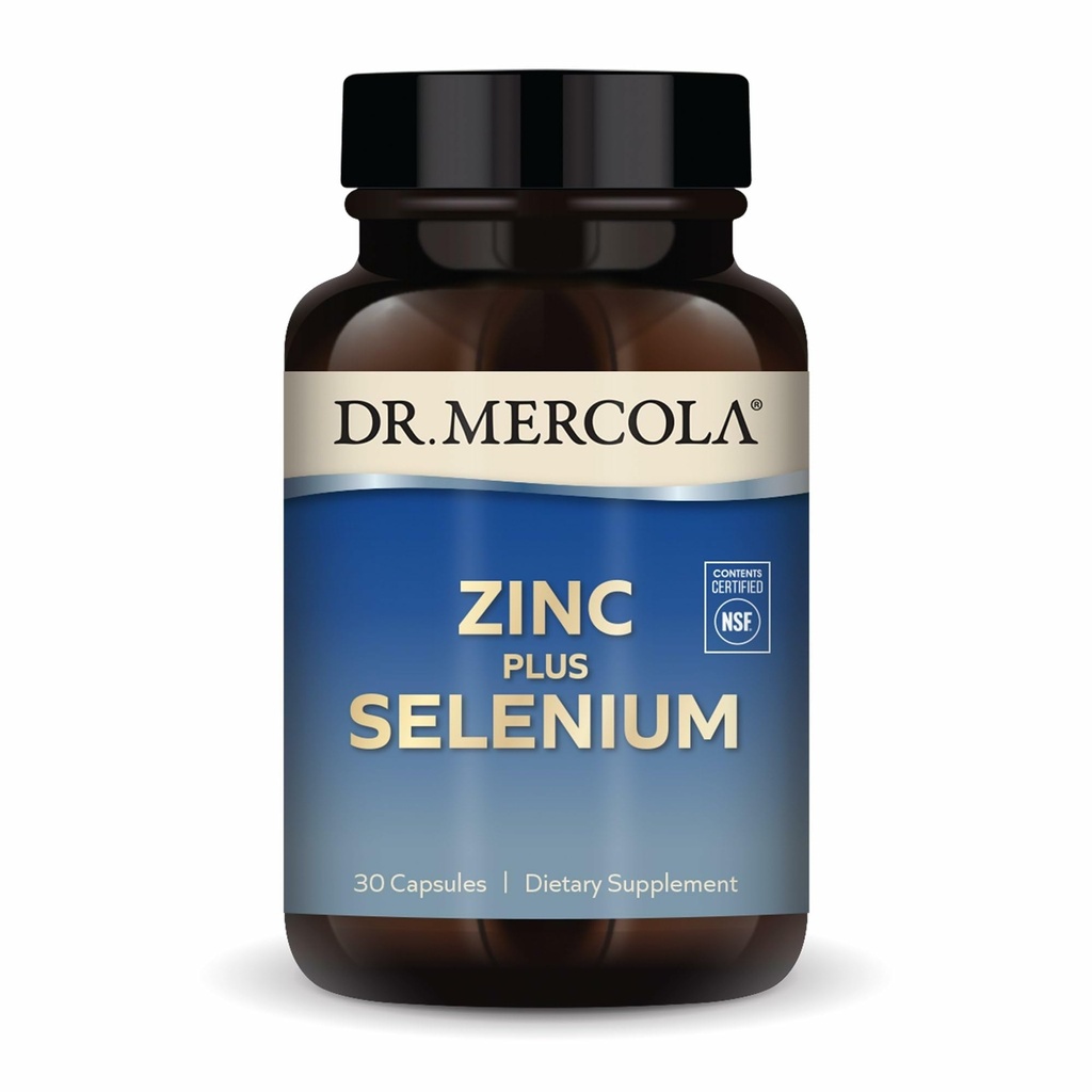 Dr. Mercola Zinc Plus Selenium - Mineral Blend Supplement - for Immune, Brain & Respiratory Support - Contains Zinc Glycinate Chelate & Copper - GMO-Free & Gluten-Free - 30 Capsules (30 Servings)