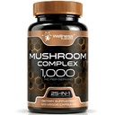 BENESSERE LABSRX Mushroom Supplemento capsule 10:1 estratto, Mushroom Complex Capsule 1000mg, Lions Mane Supplement con tacchino, Cordyceps, Reishi - 120 Conte