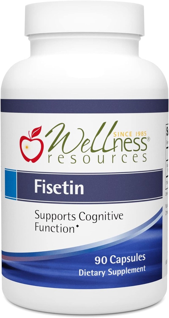 Risorse Benessere Fisetin - Novusetin Fisetin Supplemento per Longevità, Memoria, Focus, Salute cerebrale - Attivatore senolitico e situino - Gluten-Free, Non-GMO, Vegan (100 mg, 90 capsule)