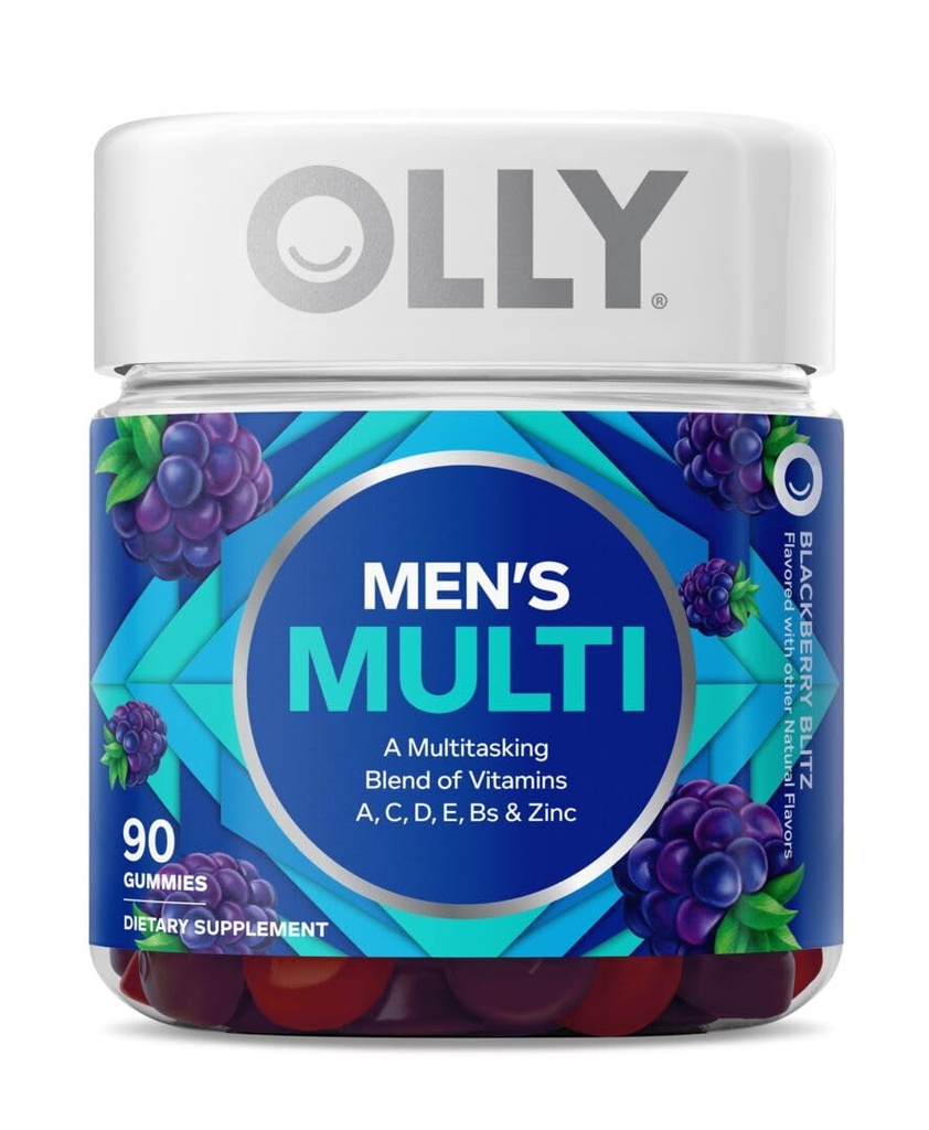 OLLY Laser Focus Gummy, Ginseng, Alpha GPC, B Vitamine, 36 Conte & Men Multivitamin Gummy, Vitamine A C D E B, Zinco, 90 Conte
