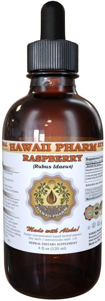 Extrait liquide de framboise d'Hawaii, de la framboise biologique (Rubus idaeus) Teinture, supplément à base de plantes, Fabriqué aux États-Unis, 4 fl.oz
