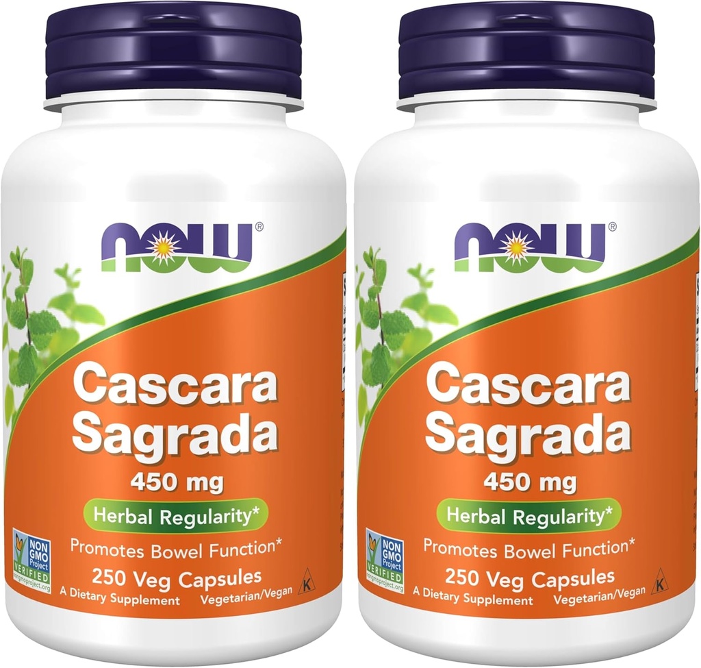 JETZT Ergänzungen, Cascara Sagrada (Rhamnus purshiana)450 mg, 250 Veg Kapseln (Pack von 2)