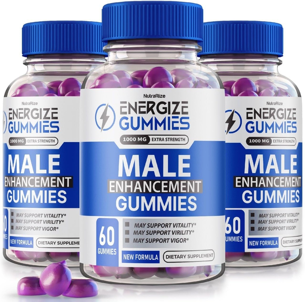 (3 Pack) Energizzare Gummies - Energizzare Gummies per Uomo, Energizzare Gummies Maschio, Supplemento per promuovere la salute generale e il benessere, Utilizzato per mantenere uno stile di vita sano e attivo (180 Gummies)