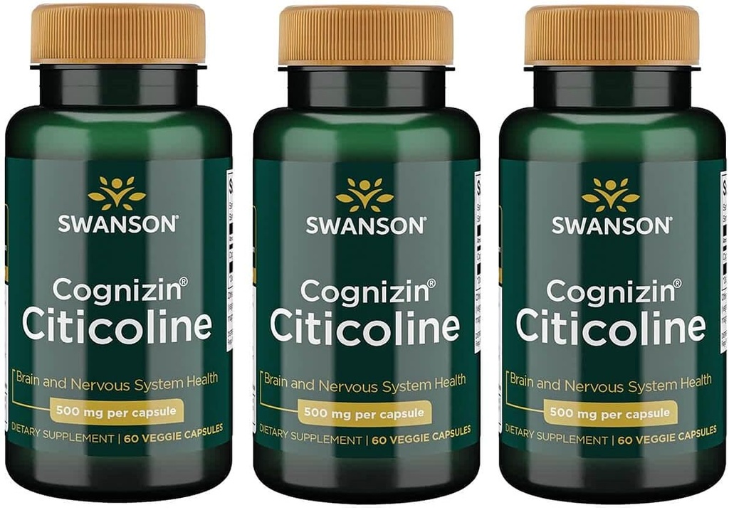 Swanson Cognizin Citicolina 1000 Milligrammi 60 capsule di veg (3 Confezione)
