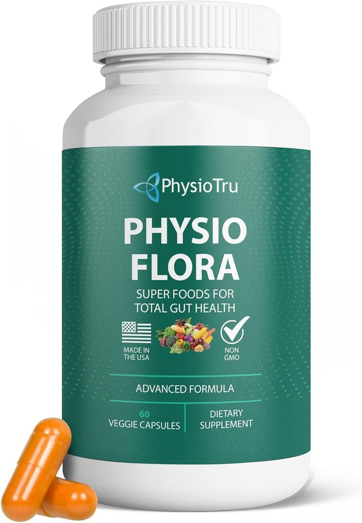 Physio Flora Curcumin Piperine, Probiotics and Prebiotics for Gut, 60 Veggie Capsules