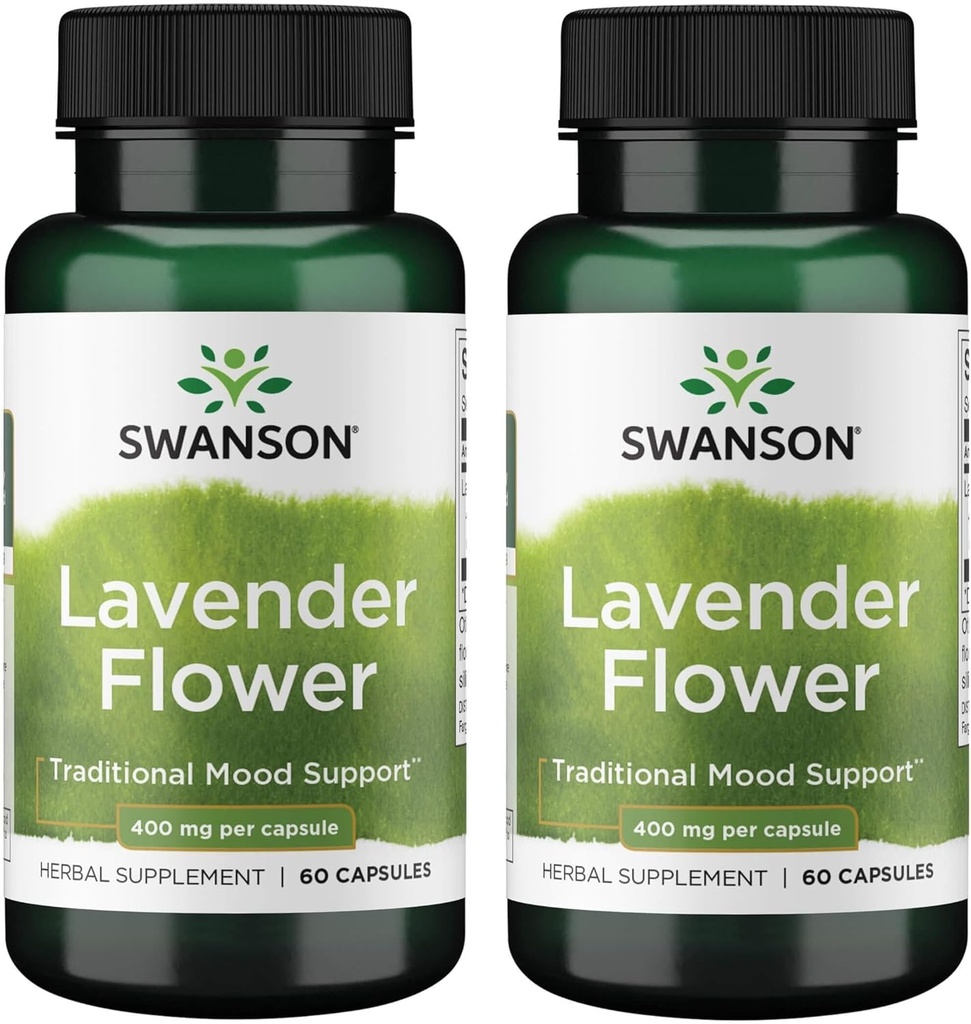 Swanson Lavender Flower - Kräuter-Ergänzung Förderung traditionellen Mood-Unterstützung - Kann Entspannung & Steady Nerves fördern - (60 Kapseln, 400mg Jeder) (2 Packung)