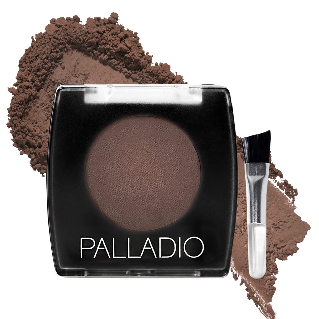 Palladio Brow Powder für Augenbrauen, weiches und natürliches Augenbrauen-Pulver mit Jojoba Öl & Shea Butter, Hilft Verbessern & Define Brows, kompakte Größe für Geldbeutel oder Reisen, Enthält Applicator Brush, Dark Brown