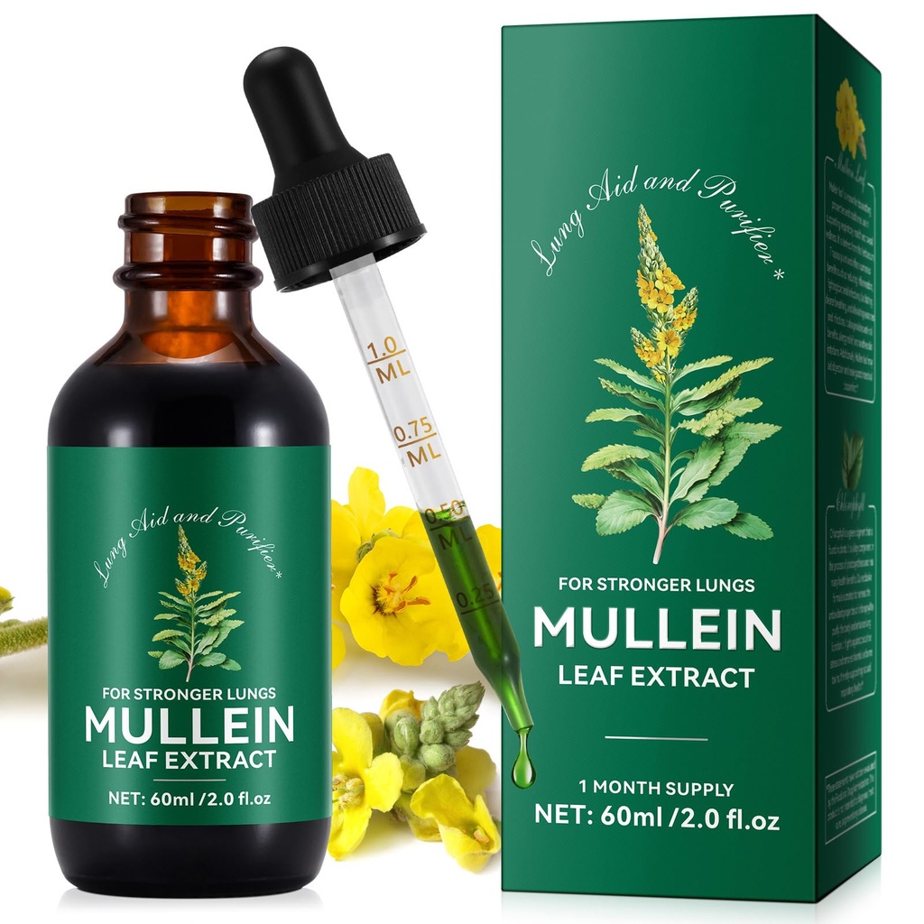 Mullein Blatt Extrakt Drops-Organic Liquid Mullein Extrakt Ergänzung für Lungsgesundheit - Vegan, keine AdditiveBronchial Cleanse für Gesundheitsunterstützung