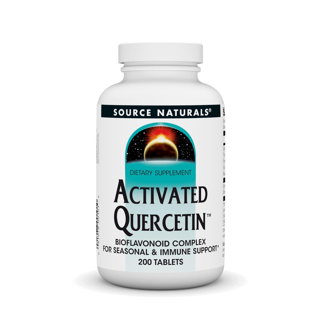 Source Naturals Actived Quercetin - Complexe bioflavonoïde végétalisé - Défense saisonnière et immunitaire* - 200 Comprimés Végétariens