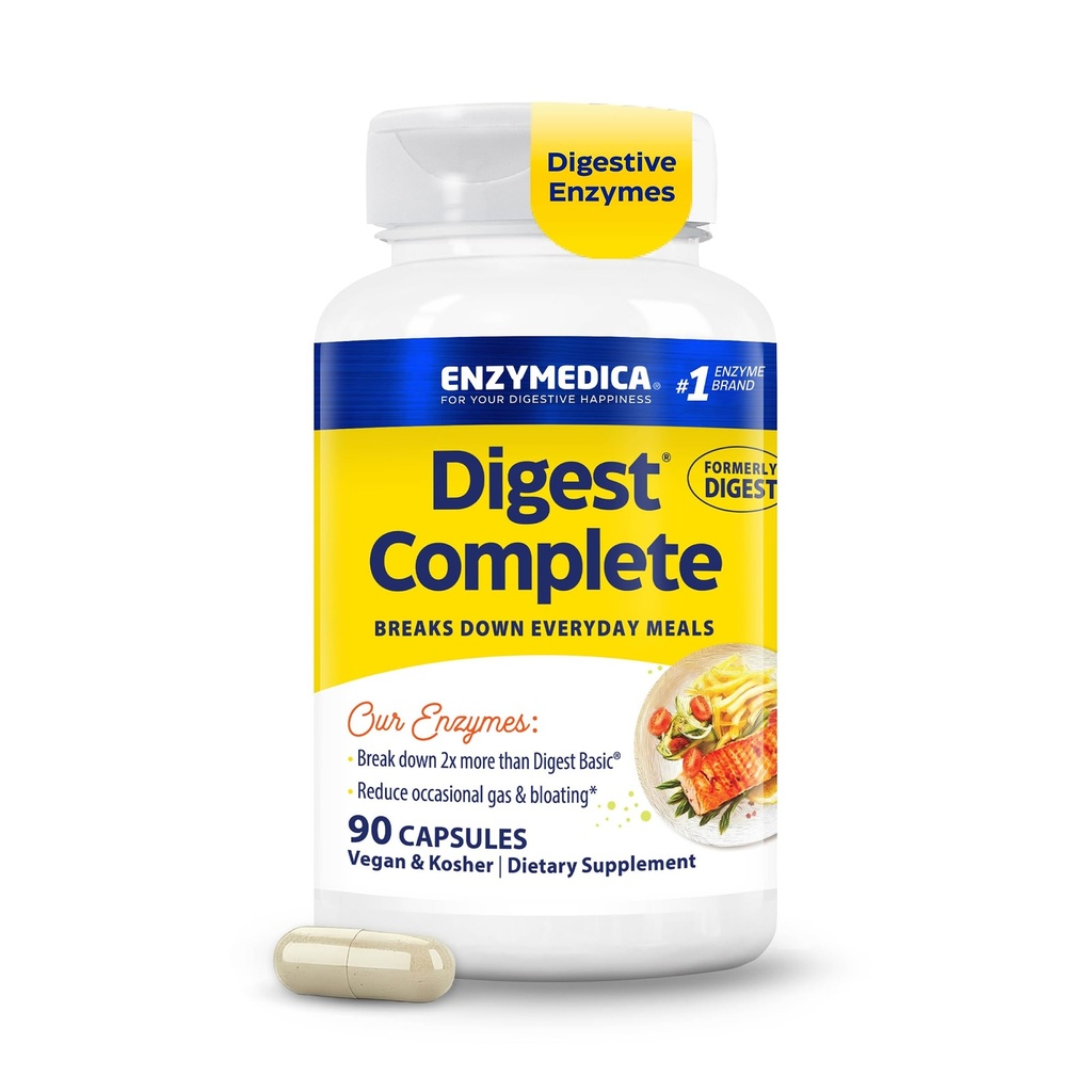 Enzymedica Digest, Full-Range, Everyday Digestive Enzyme, Bietet schnell wirkendes Gas & Bloating Relief, 90 Count