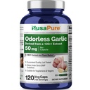 NusaPure Aglio Inodore 100:1 Estratto, 50 mg Equivalente a 5000mg Capsule | 120 Caps Veggie | Alta potenza | Supplemento di erbe | Non OGM