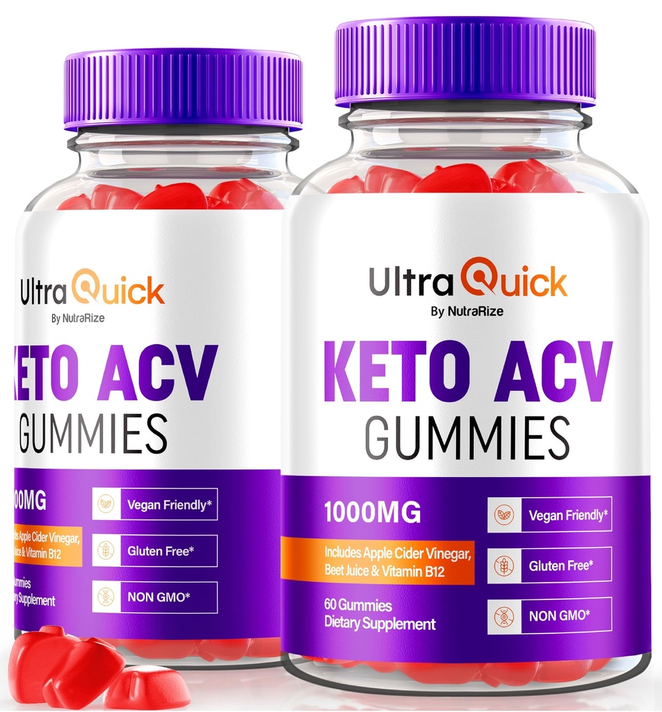 (2 Pack) Ultra Quick Keto ACV Gummies, UltraQuick Keto+ACV Supporto per la perdita di peso, Formula ACV Premium Keto Plus, Aceto di sidro naturale di mele, Recensioni ufficiali di Gomitas (120 Gummies)