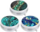 3 Pack Pill Box, Small Pill Case for Purse & Pocket, Cute Medicine Organizer Travel Pillbox, Portable Pill Container Holder to Hold Vitamins, Medication, Fish Oil & Supplements, Teal Ocean Marble