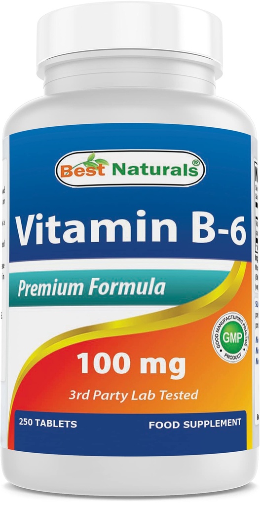 Best Naturals Vitamin B6 Tablette, 100 mg, 250 Count