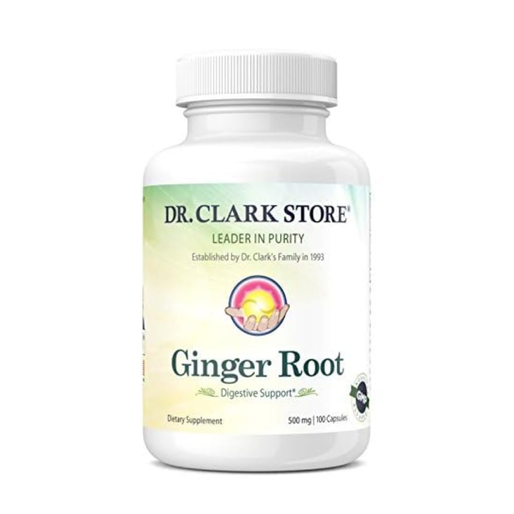 Dr Clark Ginger Root Supplement - Soutien digestif - 500 mg 100 Capsules de gélatine