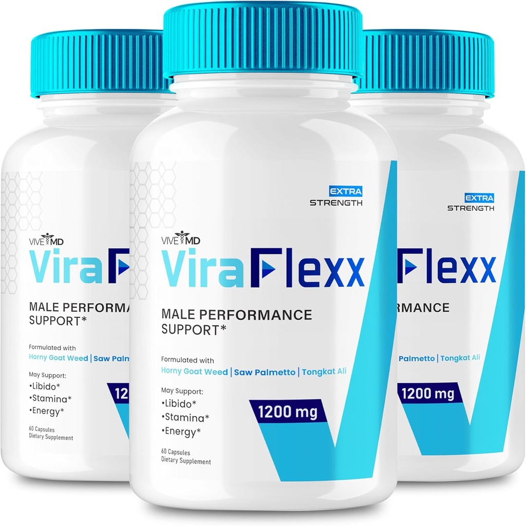 VIVE MD ViraFlexx für Herren, ViraFlexx Male Enchantment - Maximale Leistung, All Natural Dietary Supplement Extra Strength Pills, ViraFlexx Pro unterstützt Gesamtgesundheit, Vira Flexx Bewertungen (3 Pack)