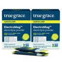 True Grace ElectroMag - Boîtes de 16 bâtons (paquet de 2) - Citron Lime - Poudre d'électrolyte pour une hydratation rapide - Sodium, potassium, magnésium et cordyceps - Zéro sucre et glucides - Non-OGM - 32 Total des portions