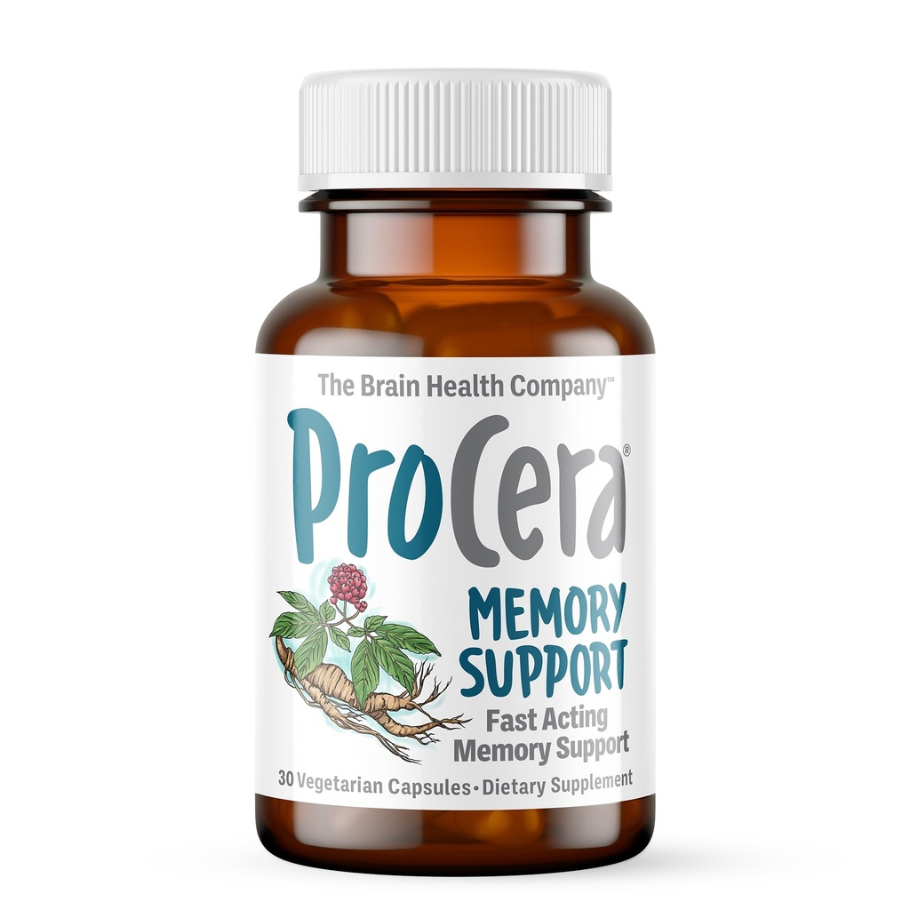 Procera Memory Support - Basierend auf 60+ Ingredient Studies - Boost Mental Performance - Clarity - Mood Stabilität - Stress - Mental Fatigue - Adaptogene - Ginseng - Ginkgo Biloba - 30 Count