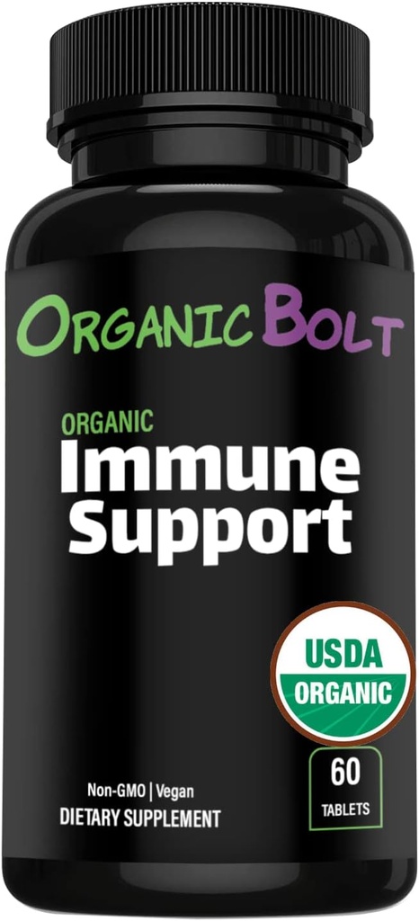 Supplemento di supporto immunitario organico USDA, alta potenza 7-in-1 Immunity Booster Tablets con vitamina C, Elderberry, Ginger, Moringa Leaf Powder, Aglio & More - Vegan & Non-GMO, 20 Serve