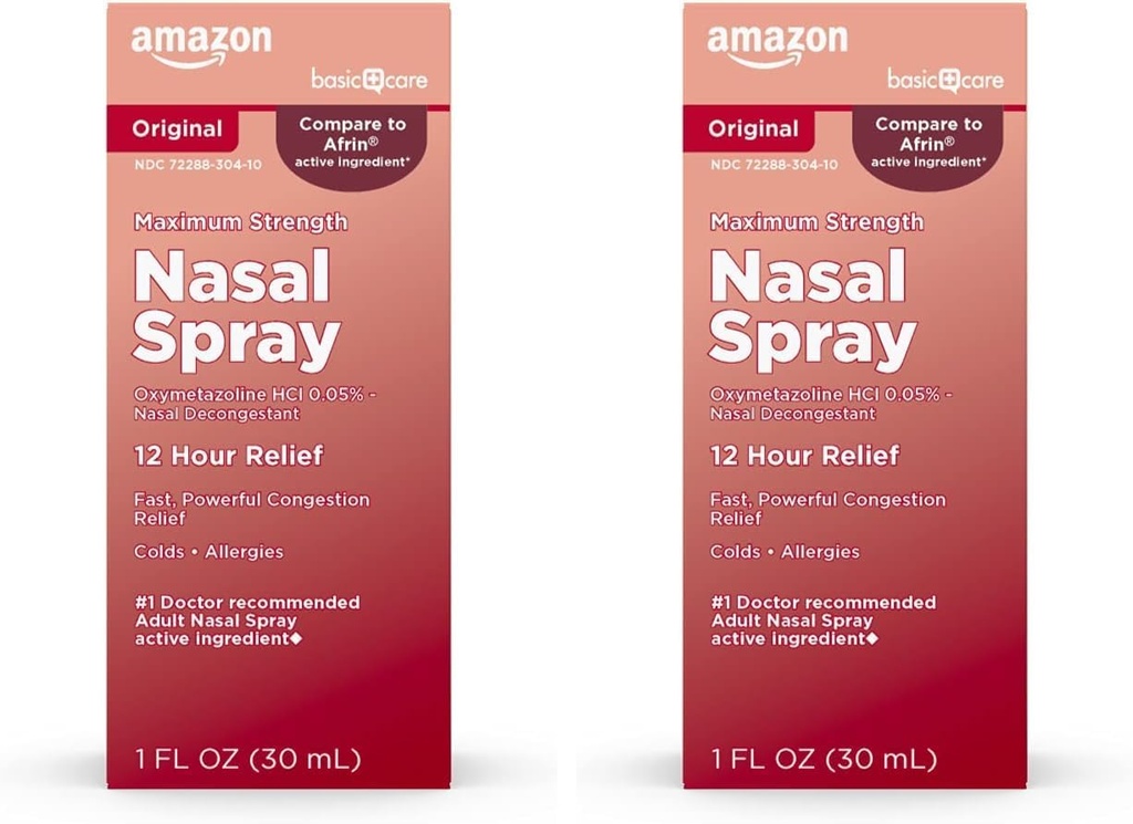 Massima resistenza 12 ore di spray nasale, Oxymetazoline HCl Soluzione, sollievo dalla congestione, medicina fredda e allergia, decongestionante, 1 Fl Oz (Pack of 2)