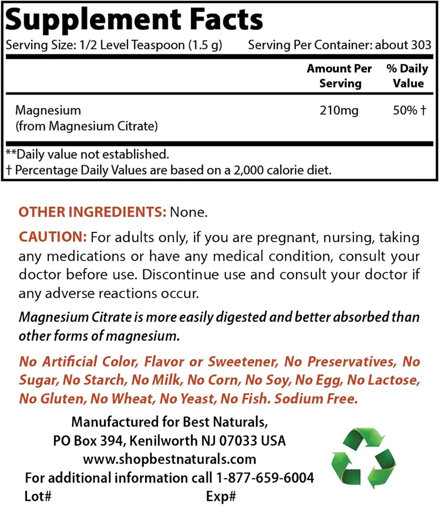 Polvere di citrato di magnesio & vitamina K2 (MK7) con D3
