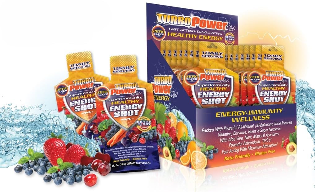 Turbo Power Plus Immununterstützung 1 Oz. Energieformel: 17 Leistungsstarke Antioxidantien, 47 Vitamine, Enzyme, Vitamin D3, Vitamin A, Vitamin C, Zink und alle-Natural pH-Balancing Trace Minerals