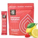 Semplicemente vivere l'idratazione avanzata - Limonata di fragole, Miscela di bevanda di elettrolita, Estratto di ciliegie di Tart, Supporti di recupero & assorbimento, Basso zucchero, 14 Pack