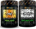 ALPHA LION Pré-entraînement surhumain Poudre et post-entraînement Recovery Bundle, énergie soutenue et focus + croissance musculaire maigre, force et volume (Hulk Juice & Gainy Smith Apple)