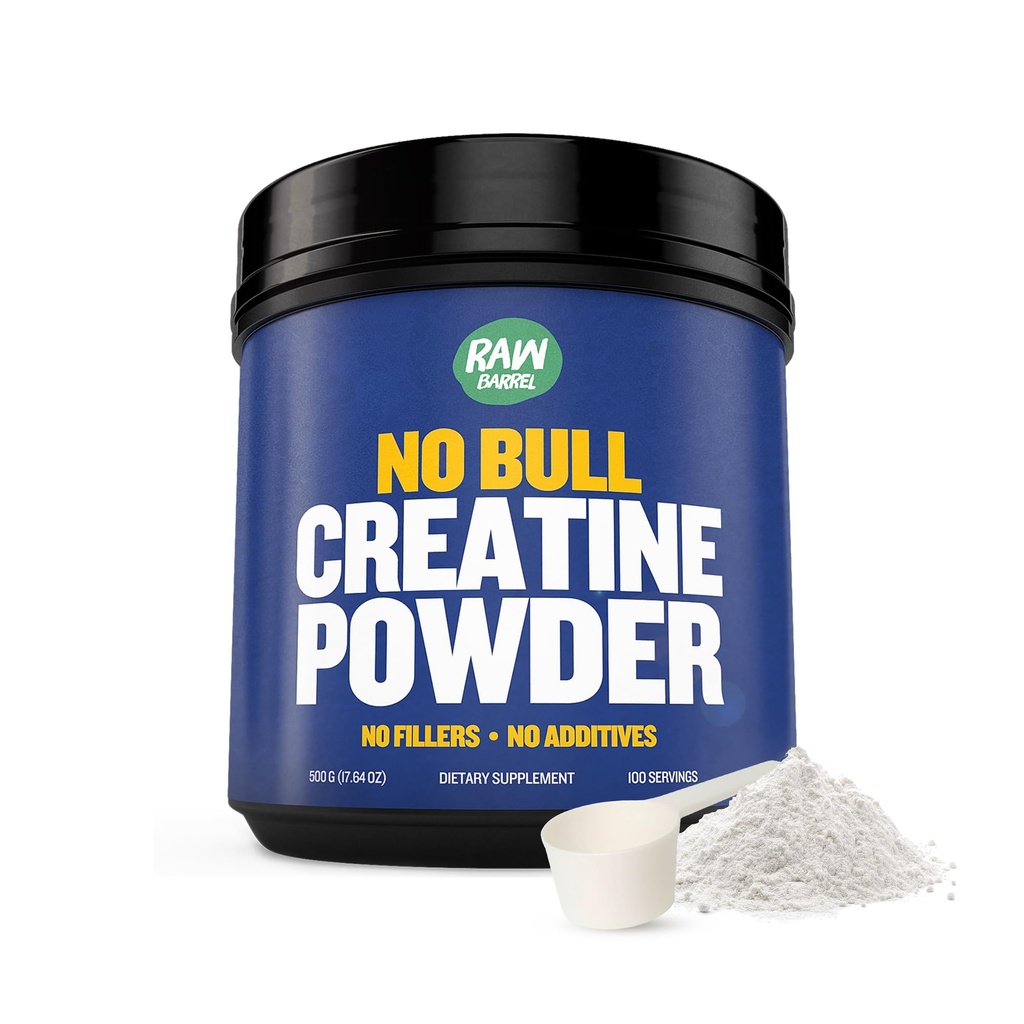 “No Bull” Creatine Powder, Bulk Supplements Kreatin Monohydrat für schnellere Erholung, Erhöhtes Muskelvolumen, Stärke & Power, Mikronisierte Kreatin für Männer & Kreatin für Frauen, 500g