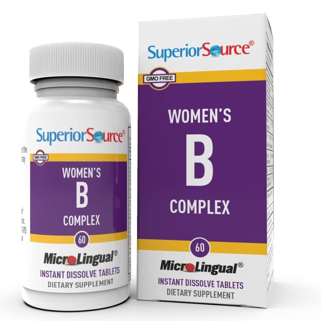 B Complex - Integratore di supporto energetico per le donne - Multivitamina con vitamina B12, Vitamina B3 & More - B Integratore di vitamina Aids Salute cardiaca - 60 compresse dissolving sublinguali