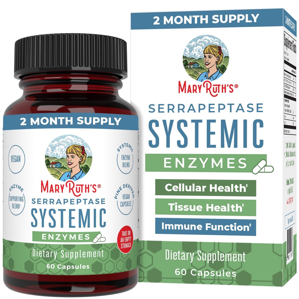 MaryRuth Organics Serrapeptase Enzymes Kapseln | Bis zu 2 Monate Versorgung | Enzym Ergänzung für hohe Potenz Sinus Relief Pillen| Gewebe Gesundheit und Zellgesundheit | Vegan | Glutenfrei | 60 Zähler