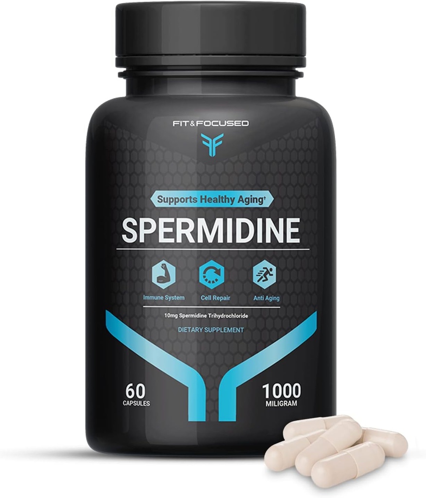 Estratto di Germ di Grano di Spermidina Concentrato - Integratori di Spermidina (10mg di 99% Spermidina Concentrata, 1000mg Equivalente di Olio di Germe di Grano Fermentato Organico), 60 Capsule