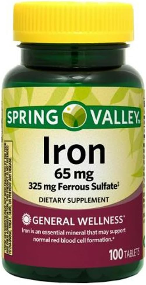 Iron Général Wellness Comprimés de complément alimentaire, 65 mg, 100 Compte (Iron, 100 Compte)