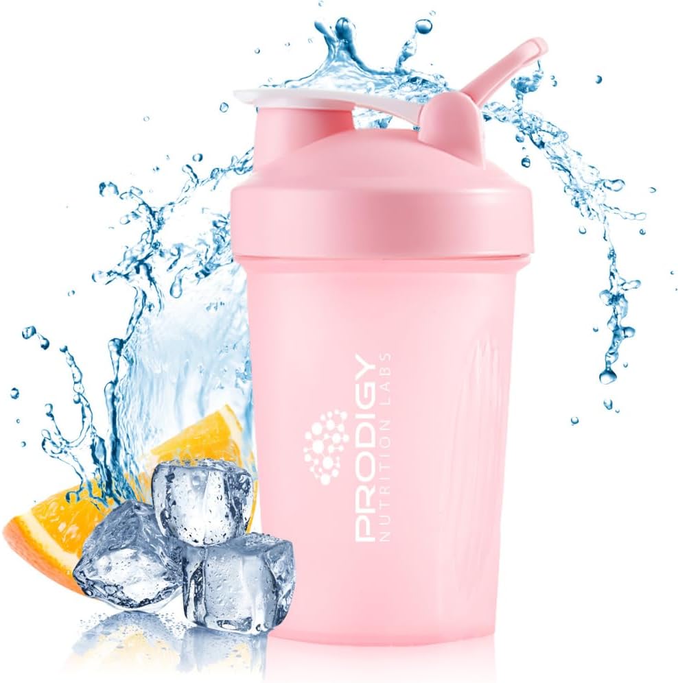 Prodigy Nutrition Labs Bouteille de Shaker Premium parfaite pour les shakes protéiques et préentraînement -14 Ounce (Pink)
