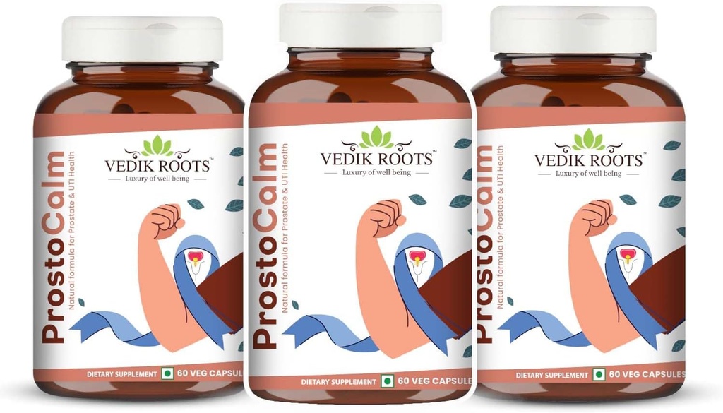 ProstoCalm | Integratore Ayurvedico per la salute del tratto prostatico e urinario | 60 capsule di veg (180, confezione da 3)