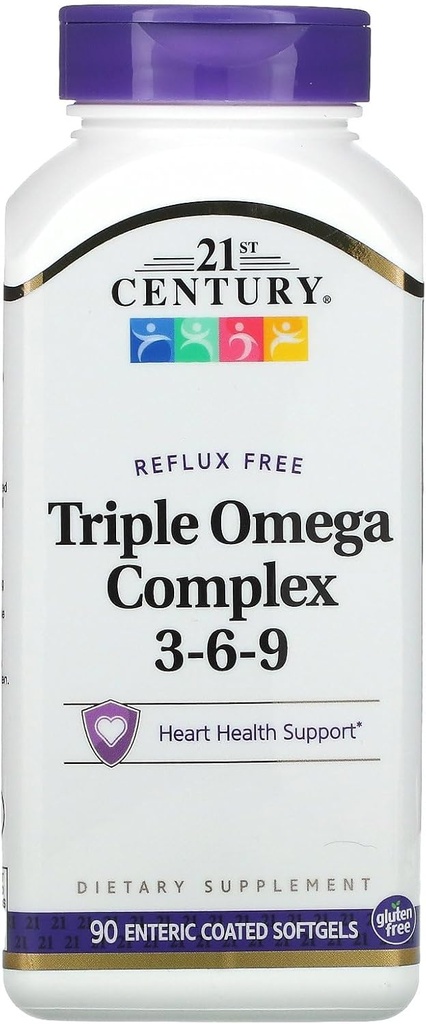 21st CENTURY Omega 3-6-9 Complex ENTERIC Coated 90 Softgels