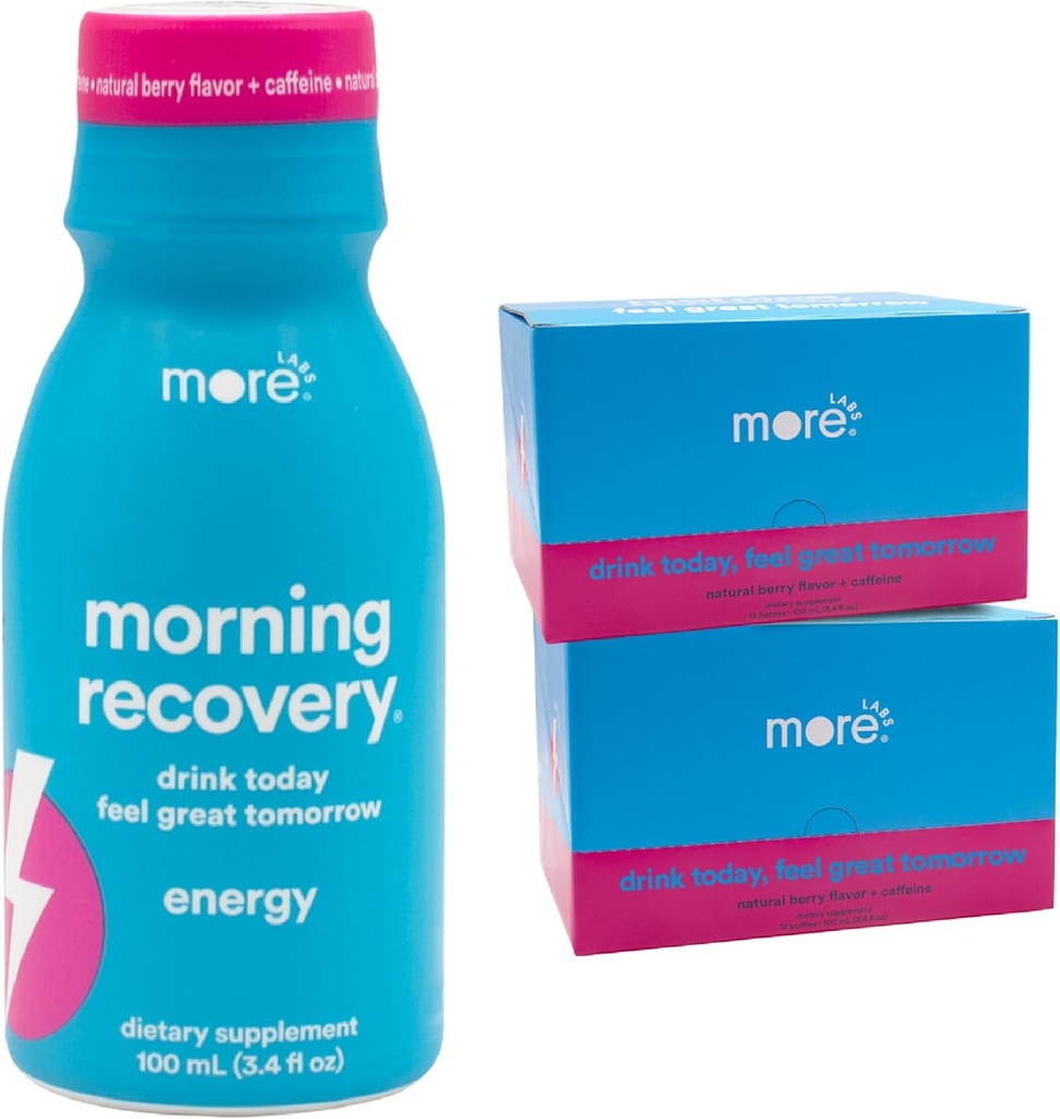 Morning Recovery, Electrolyte with Energy, Latte Thistle Bere Formulazione Proprietario a Hydrate Mentre beve per il recupero del mattino, Liquido altamente solubile DHM, Berry, Confezione di 24