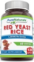 Pure Naturals Red Yeast Rice 1200 Mg par portion, 120 Capsules Supplément.