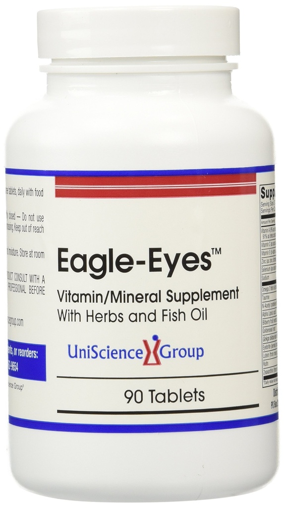 Eagle-Eyes, Optimale Vision Gesundheit mit 500 mg Omega 3 Fischöl, Lutein, Zeaxanthin, Bilberry Fruit Extract, Vitamine A, C, E, Zink, NAC, Taurine, 90 Tabletten